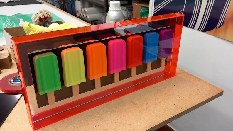 Ghiaccioli Incorniciati 3D con Cornice in Acrilico